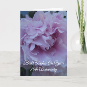 Peony Flower Personalised 70th Wedding Anniversary Card