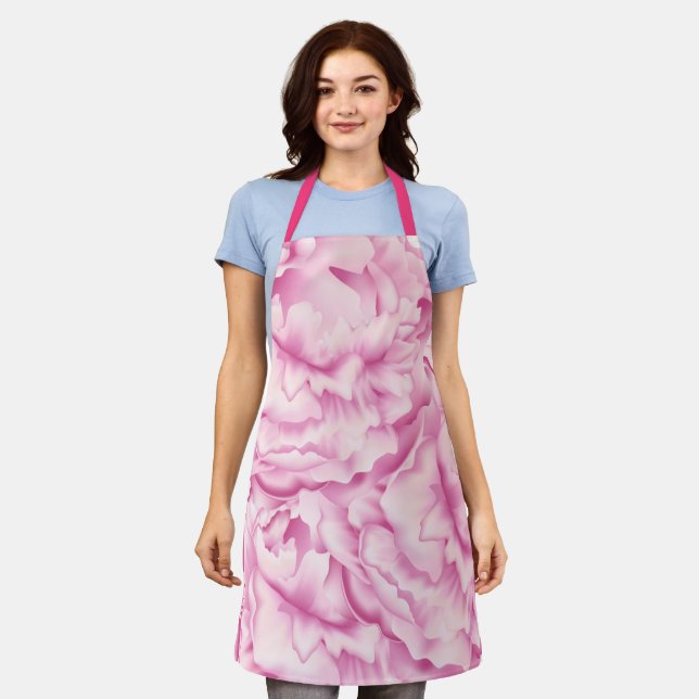Peony flower pink petal collage pretty girls apron (Worn)