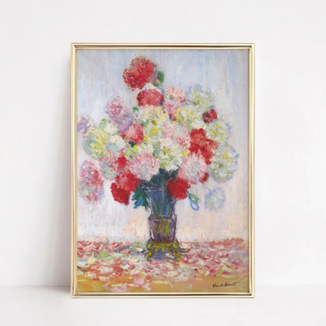 Peony Flower Still Life Art Print Home Decor (Vase de Pivoines by Claude Monet, 1882 – Impressionist Peony Still Life Art Print)