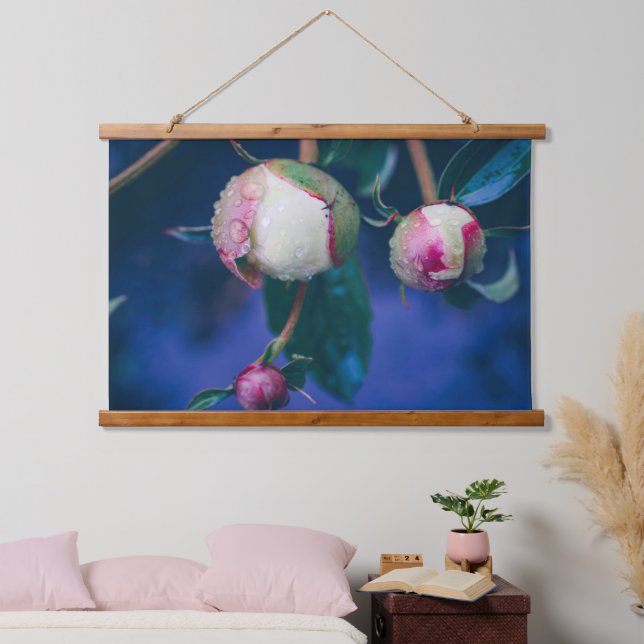 Peony flowers after rain hanging tapestry (Bedroom)