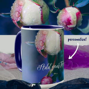 Peony flowers after rain mug