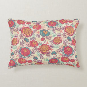 Peony flowers and leaves pattern decorative cushion