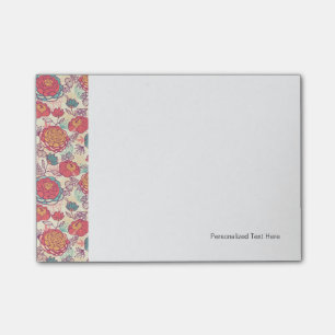 Peony flowers and leaves pattern post-it notes