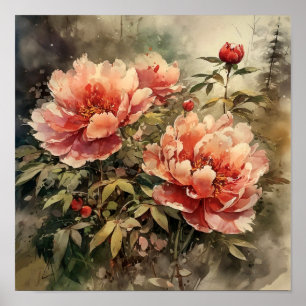 Peony Flowers Art Print 