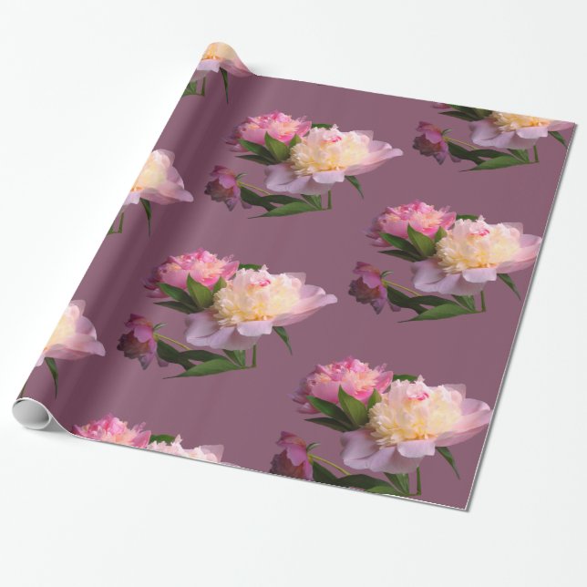 Peony Flowers beautiful Wrapping Paper (Unrolled)