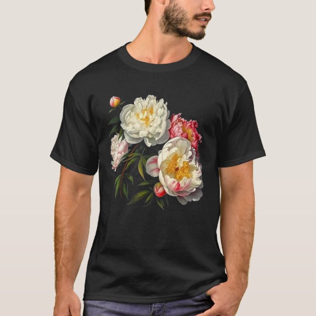 Peony Flowers Floral Bouquet Blossom Lovers T-Shirt (Front)
