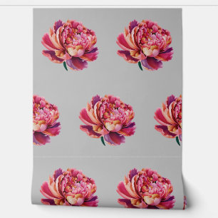 Peony Flowers on Serene Light Grey Background Wallpaper