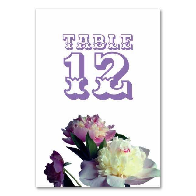 Peony Flowers  Photo Number Card (Front)