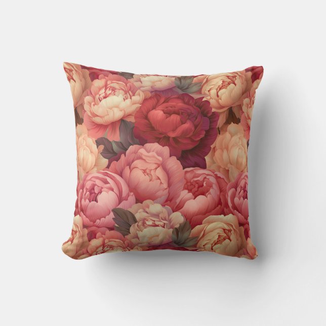 Peony Flowers Pillow (Front)