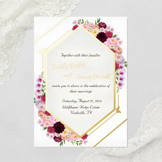 Peony Foil Wedding Invite