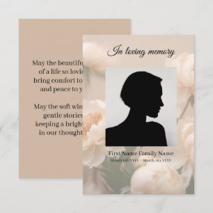 Peony funeral prayer card