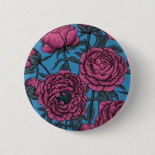 Peony garden 6 cm round badge