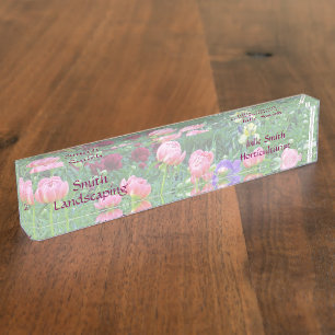 "PEONY GARDEN" ACRYLIC DESK NAMEPLATE