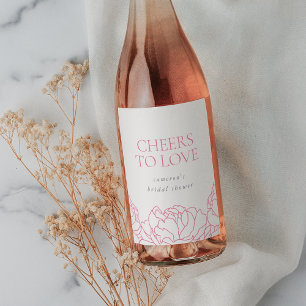 Peony Garden Bridal Shower "Cheers to Love" Wine Label