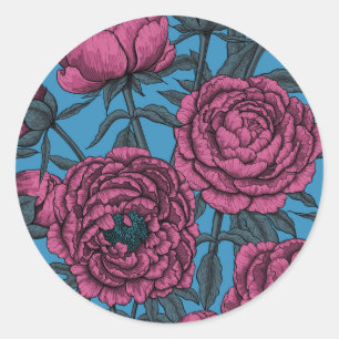 Peony garden classic round sticker
