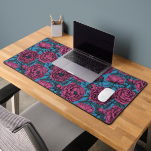 Peony garden desk mat