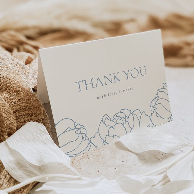 Peony Garden | Dusty Blue Floral Thank You Card (Creator Uploaded)
