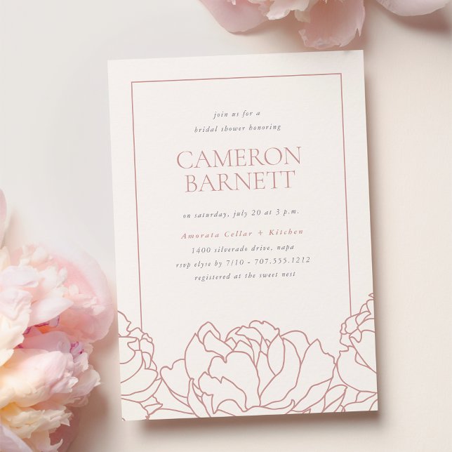 Peony Garden Dusty Rose Pink Floral Bridal Shower Invitation (Creator Uploaded)