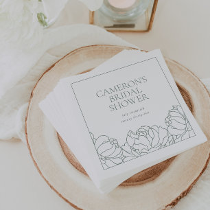 Peony Garden Dusty Sage Green Floral Bridal Shower Napkin