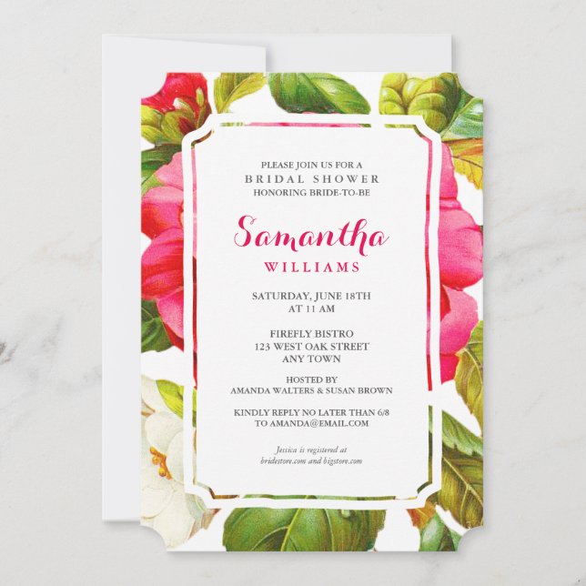 Peony Garden Floral | Bridal Shower Party Invite (Front)