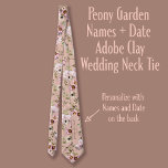 Peony Garden Names   Date Adobe Clay Wedding Tie<br><div class="desc">Hidden inside is a sweet reminder of the Bride and Groom's name and the date. Beautiful floral pattern featuring bouquets of peonies,  berries and eucalyptus. ~ Look for the complete suite of wedding stationary in the Peony Garden Wedding Suite Collection.</div>