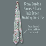Peony Garden Names   Date Jade Green Wedding Tie<br><div class="desc">Hidden inside is a sweet reminder of the Bride and Groom's name and the date. Beautiful floral pattern featuring bouquets of peonies,  berries and eucalyptus. ~ Look for the complete suite of wedding stationary in the Peony Garden Wedding Suite Collection.</div>