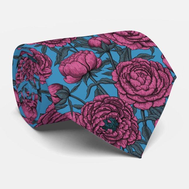 Peony garden neck tie (Rolled)
