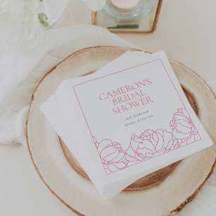 Peony Garden Pink Floral Bridal Shower Napkin