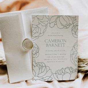 Peony Garden Spring Green Floral Bridal Shower Invitation