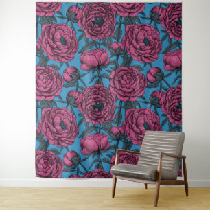 Peony garden tapestry