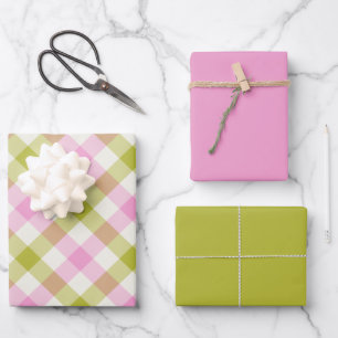 Peony Gingham Wrapping Paper Sheet