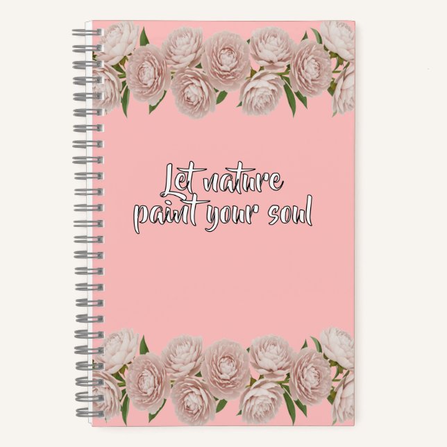 Peony Grace Elegant Floral Art  Notebook (Front)