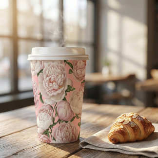 Peony Grace Elegant Floral Art Paper Cups