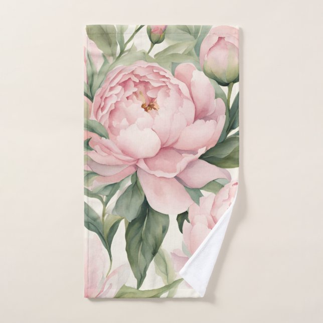 Peony Hand Towel, Pretty Pink Flowers Hand Towel (Hand Towel)