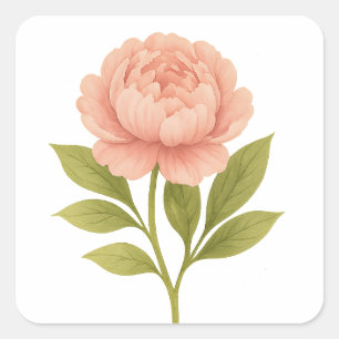Peony — Happy life, happy marriage Square Sticker