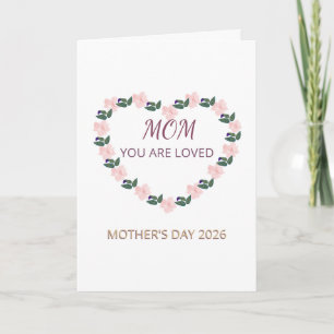Peony Heart Blessing for Mum Holiday Card
