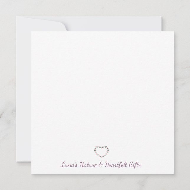 Peony Heart Gratitude Note Thank You Card (Back)