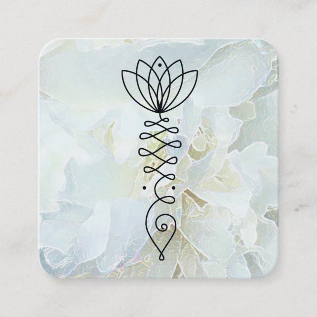 *~* Peony Heart Healer Massage Reiki Yoga Lotus Square Business Card (Front)