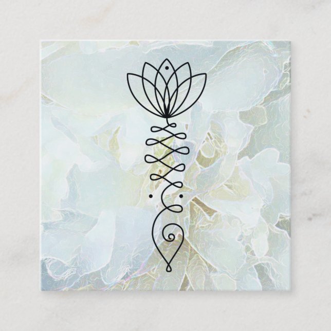 *~* Peony Heart Lotus Healer Massage Reiki Yoga Square Business Card (Front)