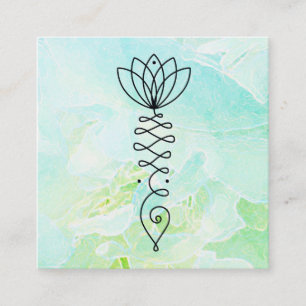 *~* Peony Heart Lotus Yoga Healer Massage Reiki Square Business Card