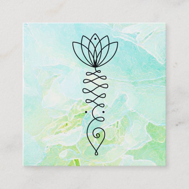*~* Peony Heart Lotus Yoga Healer Massage Reiki Square Business Card (Front)
