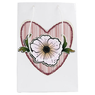 Peony Heart Medium Gift Bag