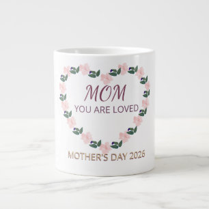 Peony Heart Morning Love for Mum Large Coffee Mug