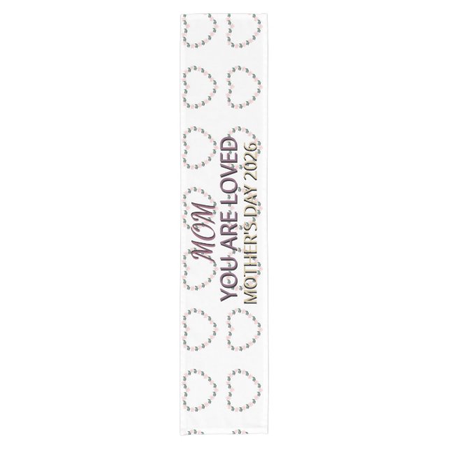 Peony Heart Pathway for Mom Short Table Runner (Front)