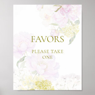 Peony Hydrangea Pastel Baby Shower Favours Poster