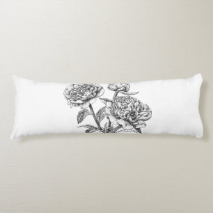 Peony ink drawing body cushion
