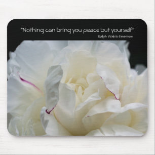 Peony Inner Peace Inspirational Quote Mousepad