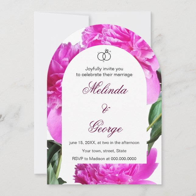 Peony invitation. Invitation (Front)