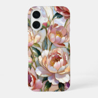 Peony iPhone CaseStained Glass Pink Floral Pattern