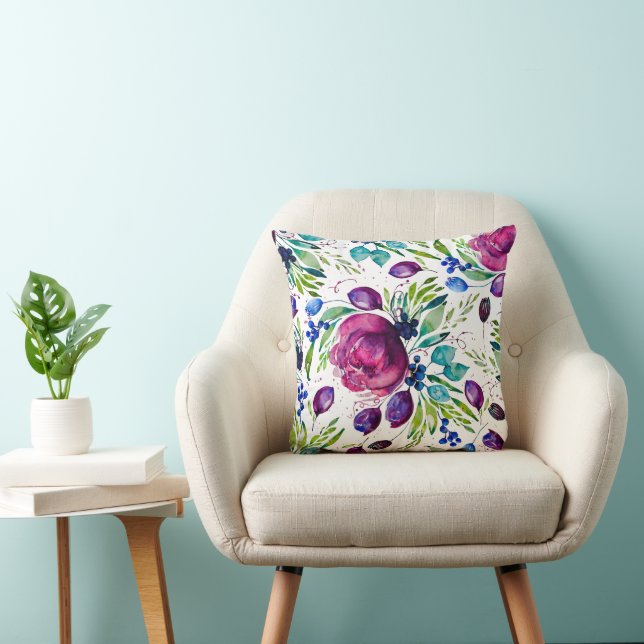 Peony Joy Watercolor Floral Duo-Scale Cushion (Chair)